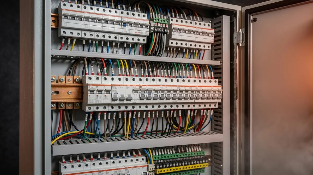 Elektrik panosu — sigorta, klemens ve kablolama